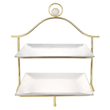 Load image into Gallery viewer, 2 Tier Stand Silver with Gold Frame and Ball Knobs