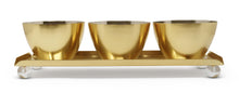 Load image into Gallery viewer, Gold 3 Bowl Relish Dish on Tray with Ball Legs - 14.8"L