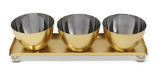 Load image into Gallery viewer, Gold 3 Bowl Relish Dish on Tray with Ball Legs - 14.8"L