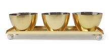 Load image into Gallery viewer, Gold 3 Bowl Relish Dish on Tray with Ball Legs - 14.8"L