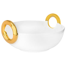 Load image into Gallery viewer, 10.75" Ceramic Bowl With Gold Loop Handle