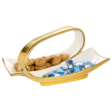 Load image into Gallery viewer, 12" Ceramic 2 Sectional Dish with Gold Outside