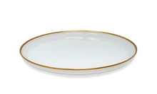 Load image into Gallery viewer, Set of 4 White Alabaster Chargers with Gold Rim