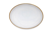Load image into Gallery viewer, Set of 4 White Alabaster Chargers with Gold Rim