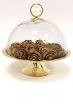 Load image into Gallery viewer, Cake Dome Gold with Clear Ball Knob - 11"