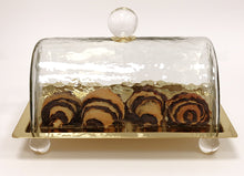 Load image into Gallery viewer, Rectangle Cake Dome Gold with Ball Knob - 10.2"L