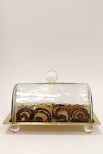 Load image into Gallery viewer, Rectangle Cake Dome Gold with Ball Knob - 10.2"L