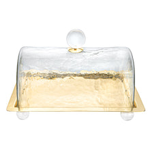 Load image into Gallery viewer, Rectangle Cake Dome Gold with Ball Knob - 10.2"L
