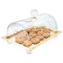 Load image into Gallery viewer, Rectangle Cake Dome Gold with Ball Knob - 10.2"L