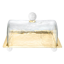Load image into Gallery viewer, Rectangle Cake Dome Gold with Ball Knob - 10.2"L
