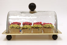 Load image into Gallery viewer, Rectangle Cake Dome Gold with Ball Knob - 10.2"L