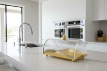 Load image into Gallery viewer, Rectangle Cake Tray with Dome and Marble Knob, 10"L x 7.2"W x 6"H