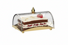 Load image into Gallery viewer, Rectangle Cake Tray with Dome and Marble Knob, 10"L x 7.2"W x 6"H