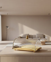 Load image into Gallery viewer, Rectangle Cake Tray with Dome and Marble Knob, 10"L x 7.2"W x 6"H