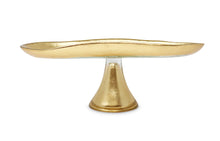 Load image into Gallery viewer, Footed Glass Tray with Gold Brushed Rim