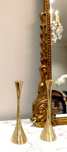 Load image into Gallery viewer, 3"D Set of 2 Gold Geometric Candlesticks