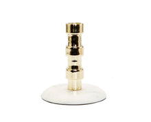 Load image into Gallery viewer, Gold Taper Candle Holder On Marble Base - Medium