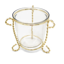 Load image into Gallery viewer, Glass Candle Holder on Gold Brass Stand, 4"