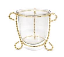 Load image into Gallery viewer, Glass Candle Holder on Gold Brass Stand, 4"