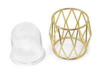 Load image into Gallery viewer, Gold Brass Hurricane Candle Holder - Diamond Shaped Design