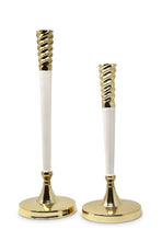 Load image into Gallery viewer, White And Gold Taper Candle Holder - Medium