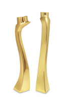 Load image into Gallery viewer, Set of 2 Gold Dimensional Taper Candle Holders