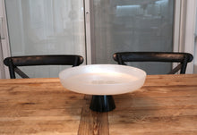 Load image into Gallery viewer, White Glass Cake Plate on Black Stem