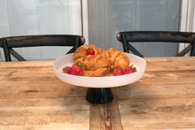 Load image into Gallery viewer, White Glass Cake Plate on Black Stem