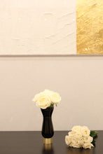 Load image into Gallery viewer, Black Glass Vase with Gold Base
