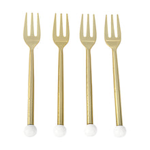 Load image into Gallery viewer, S/4 Dessert Forks Gold with White Balls on Handle