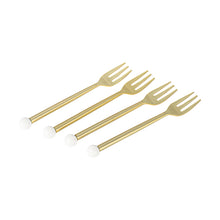Load image into Gallery viewer, S/4 Dessert Forks Gold with White Balls on Handle