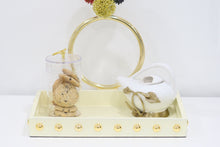 Load image into Gallery viewer, Beige Decorative Serving Tray With Shiny Gold Ball Design