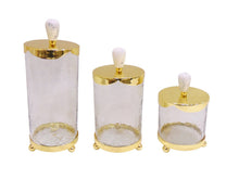Load image into Gallery viewer, Glass Canister with Metal Lid and Marble Knob (3 Sizes)