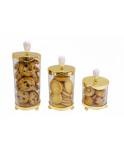 Load image into Gallery viewer, Glass Canister with Metal Lid and Marble Knob (3 Sizes)
