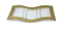 Load image into Gallery viewer, Glass 3 Sectional Wavy Relish Dish with Gold Border - 14.75"L