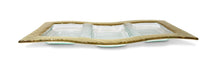Load image into Gallery viewer, Glass 3 Sectional Wavy Relish Dish with Gold Border - 14.75"L