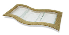 Load image into Gallery viewer, Glass 3 Sectional Wavy Relish Dish with Gold Border - 14.75"L