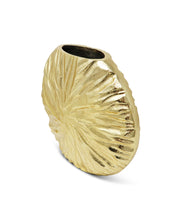 Load image into Gallery viewer, Gold Crumpled Circular Vase, 8.25"H