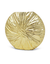 Load image into Gallery viewer, Gold Crumpled Circular Vase, 8.25"H