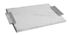Load image into Gallery viewer, 16" Marble Challah Tray with Silver Decorative
