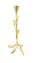 Load image into Gallery viewer, Gold Taper Candle Holder with Branch Design, 2 sizes