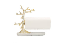 Load image into Gallery viewer, Gold Tree Design Paper Towel Holder On Marble Base