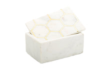 Load image into Gallery viewer, White Marble Decorative Box W/ Gold Hexagon Design On cover