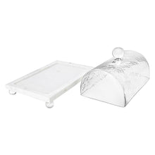 Load image into Gallery viewer, Marble Cake Plater with Glass Cover and Ball Knob - 10.4"L