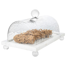 Load image into Gallery viewer, Marble Cake Plater with Glass Cover and Ball Knob - 10.4"L