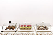 Load image into Gallery viewer, Marble Cake Plater with Glass Cover and Ball Knob - 10.4"L