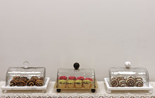 Load image into Gallery viewer, Marble Cake Plater with Glass Cover and Ball Knob - 10.4"L