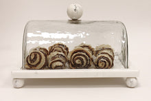 Load image into Gallery viewer, Marble Cake Plater with Glass Cover and Ball Knob - 10.4"L