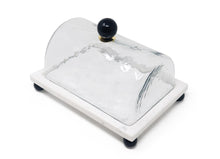 Load image into Gallery viewer, Marble Cake Plater with Glass Cover and Ball Knob - 10.4"L