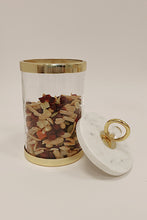 Load image into Gallery viewer, Canister with Marble Lid and Clear Ball Knob (3 Size Options)